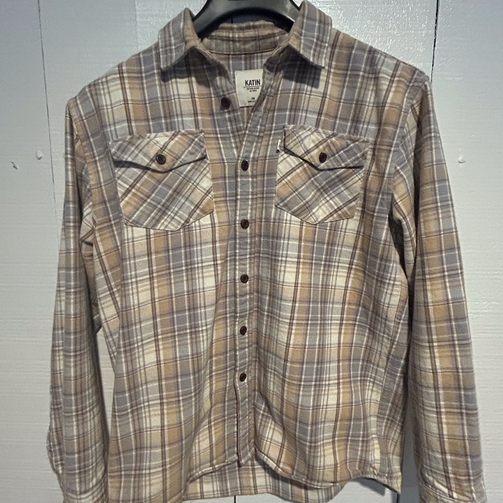 Katin Tan and Gray Checkered Shirt